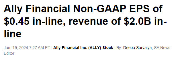 Ally Financial Q4 2023 results came largely in-line with expectations