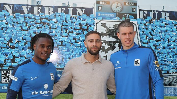 Drei der vier Winterneuzugänge des TSV 1860: Abdenego Nankishi, Serhat-Semih Güler und Max Reinthaler (v.l.).