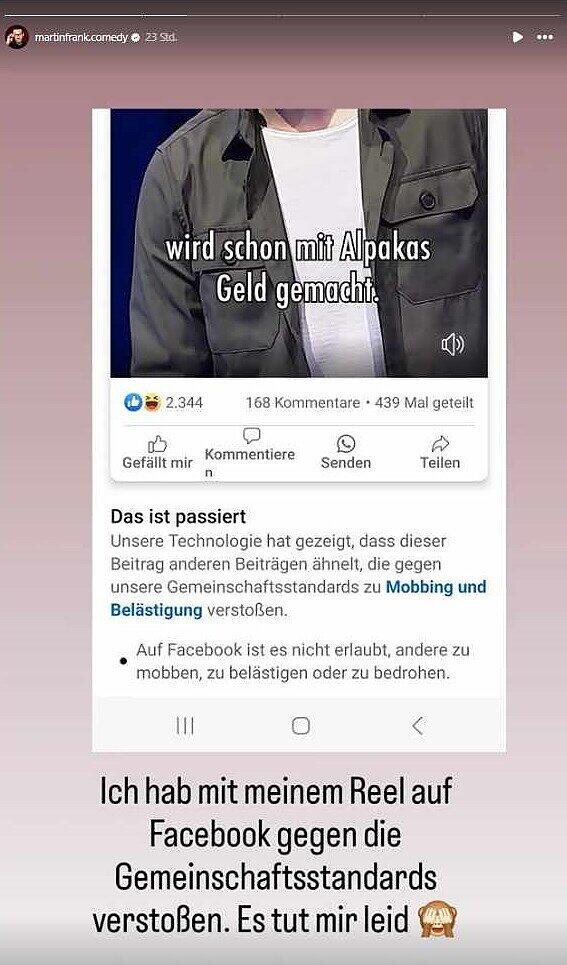 Aus der Reihe "Absurdes aus dem Netz": Facebook schickt Martin Frank eine Nachricht und wirft ihm Mobbing und Belästigung vor