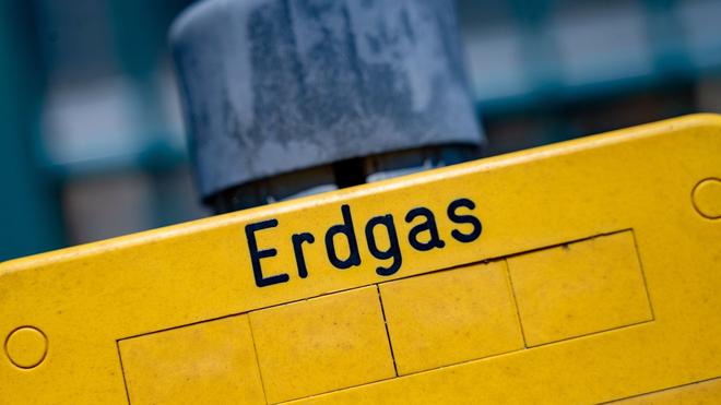 Marburg: Ein Schild mit der Aufschrift «Erdgas».