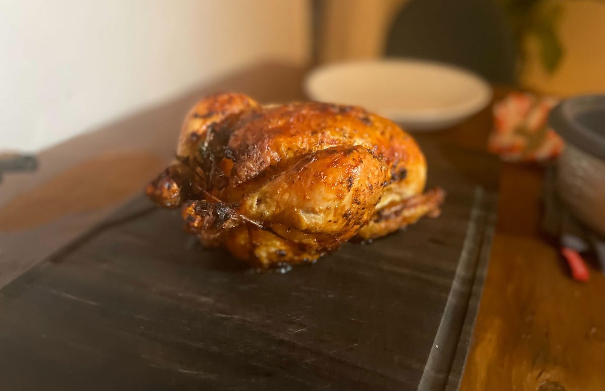 roasted chicken on cutting board