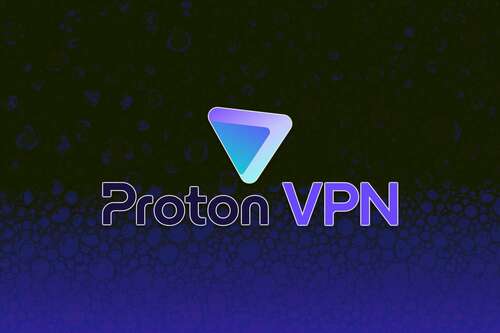 The Proton VPN logo on a blue and black background.