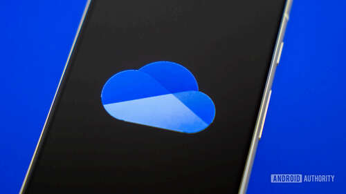 Microsoft OneDrive logo on smartphone Stock photo 1