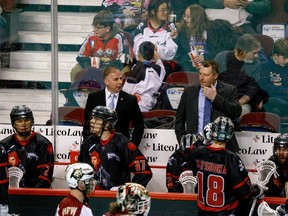 The Calgary Roughnecks against the Albany FireWolves at Scotiabank Saddledome on Friday.