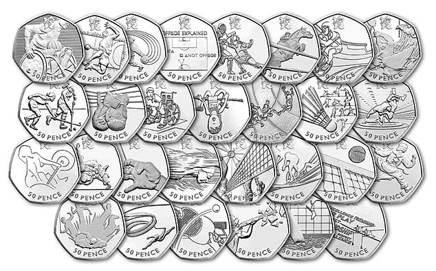 Record year: 2011 saw by far the most 50p coin designs issued by the Royal Mint, with 29 Olympic designs alone