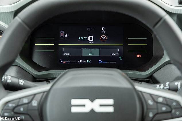 Duster gets a new digital instrument cluster instead of analogue clocks for the first time. It's relatively simple but displays the essential information well