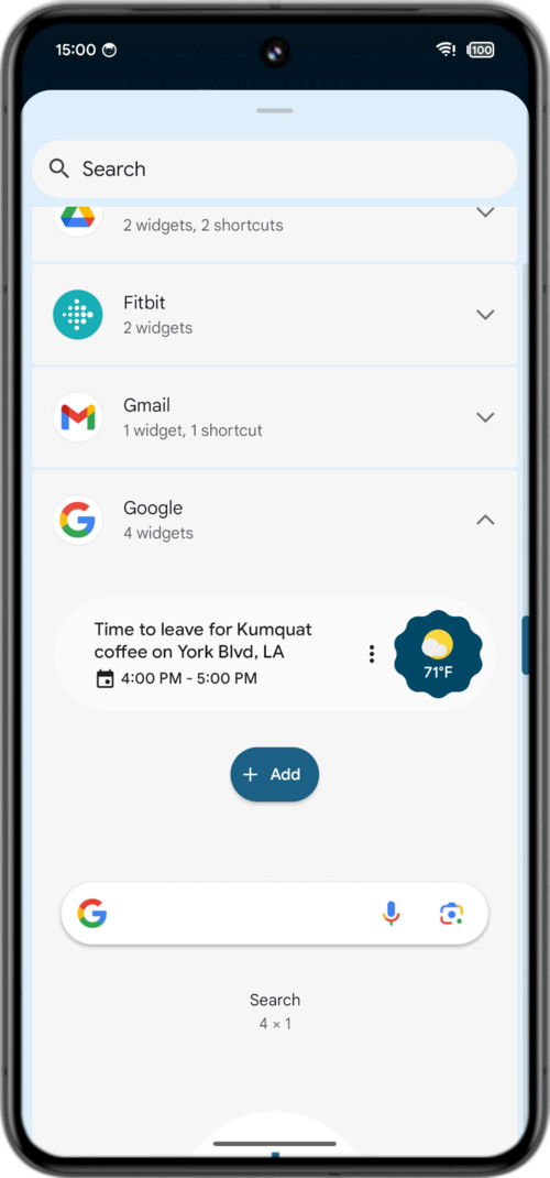 Android 15 Beta 1 Pixel Launcher add widget
