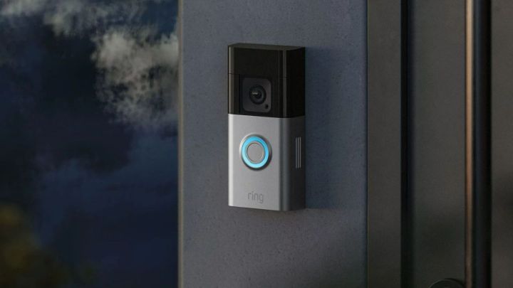 The Ring Battery Doorbell Pro installed near a door.