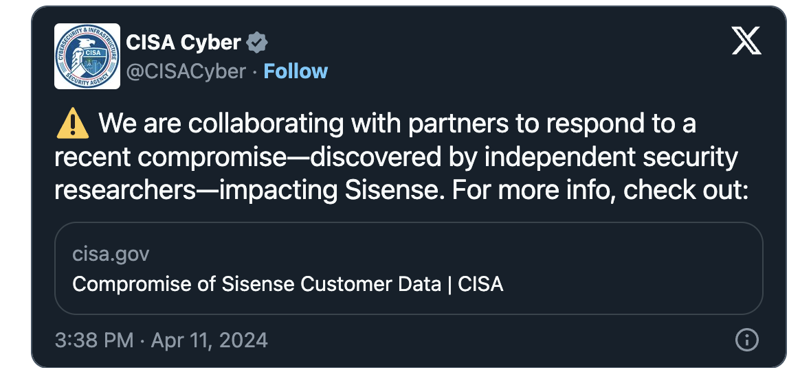 CISA Sisense investigation