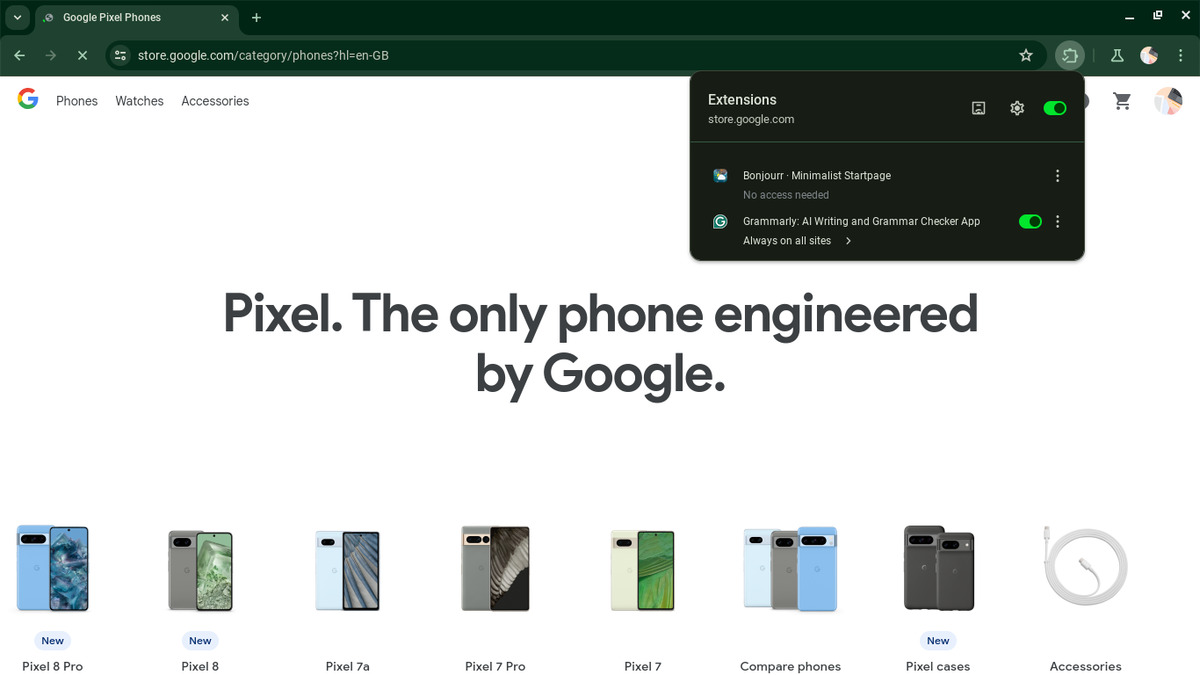 Chrome New Extension Menu