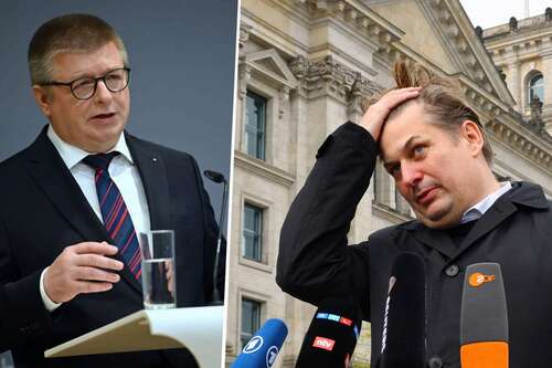 Verfassungsschutzchef Haldenwang und Maximilian Krah (l.): Wer wurde informiert? Fotos: picture alliance / REUTERS | Fabrizio Bensch /// picture alliance/dpa | Britta Pedersen Montage: JF