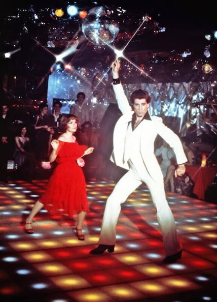 Die Discokugel im Film „Saturday Night Fever“ mit John Travolta.