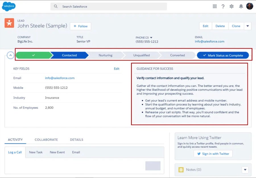 Salesforce lead profile