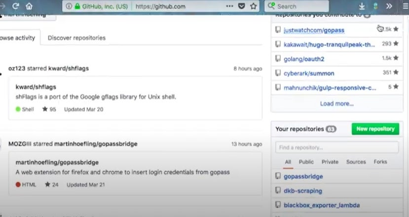 gopass GitHub repositories