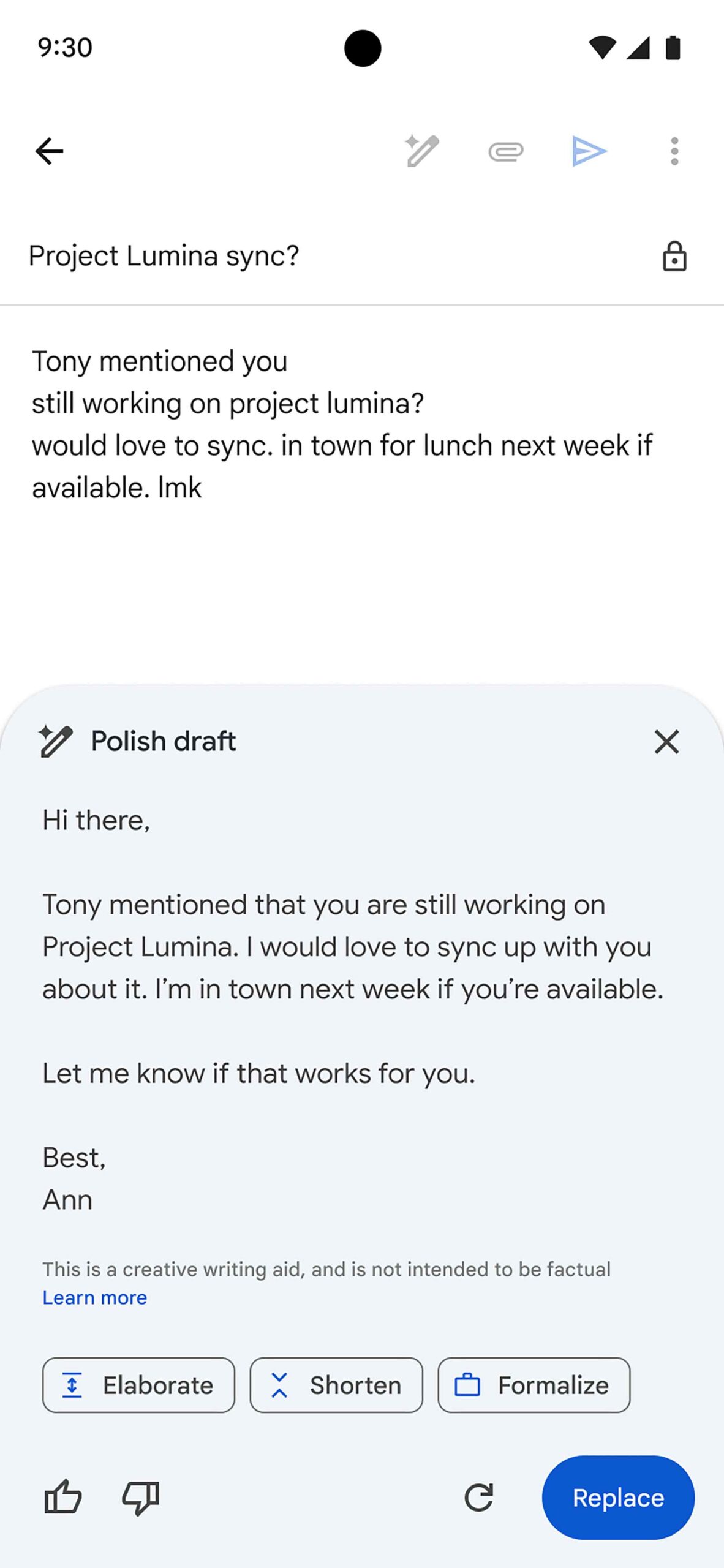 Gmail polish draft