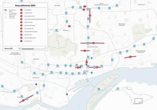 A map shows where pedstrian-only streets will be in place 