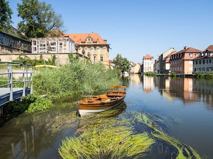 Blick auf das Hainviertel in Bamberg, das wie die Altstadt auf einer Insel liegt.