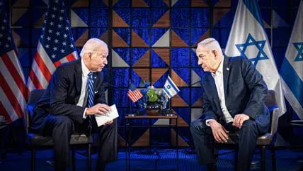 Spannungsreiche Begegnung: US-Präsident Joe Biden und Israels Premier Benjamin Netanjahu am 18. Oktober 2023 in Tel Aviv. 