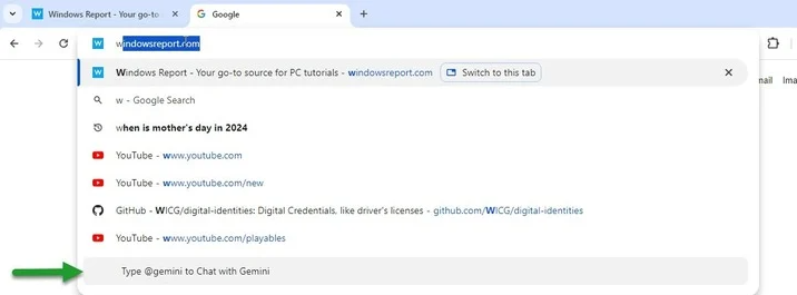 Google Chrome Gemini shortcut Windows Report