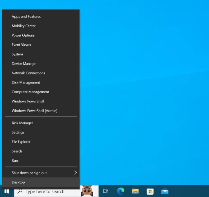 A screenshot of the right-click menu on Windows 10