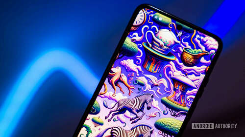 Stock photo of smartphone with an eccentric wallpaper