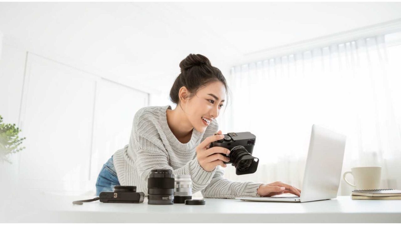 Woman using Professional Camera