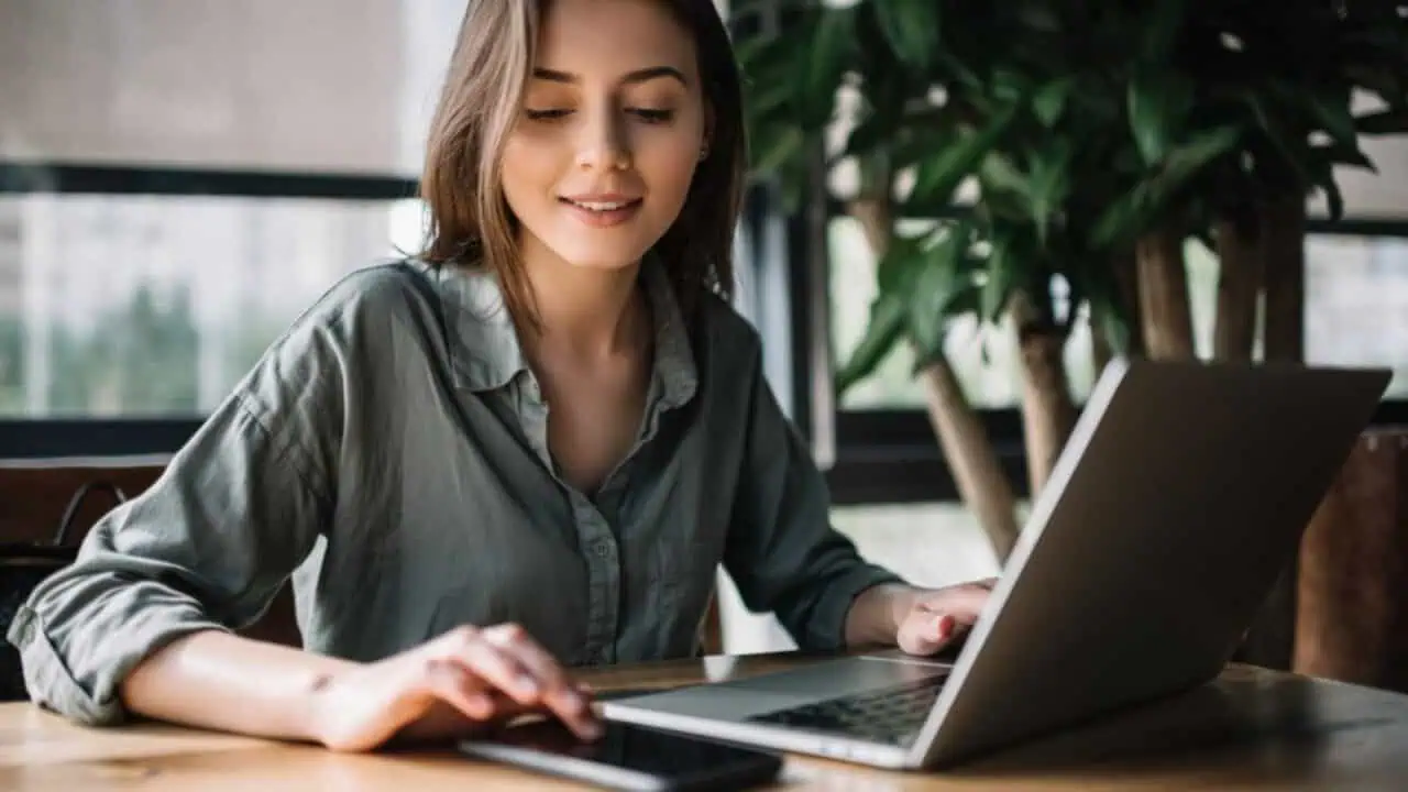 Woman working with laptop