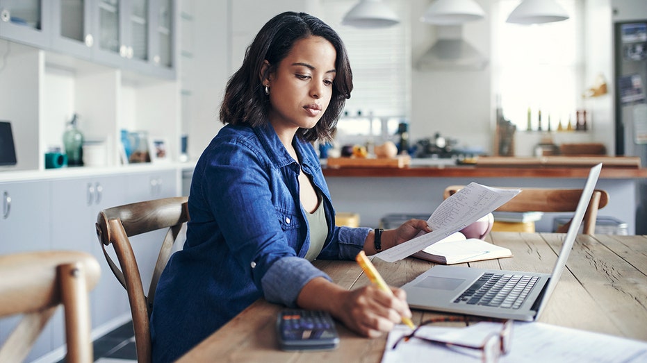 woman working from