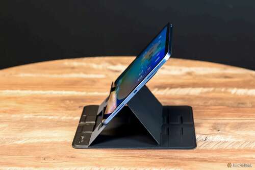 An iPad on the Plugable PT-STANDX Foldable Stand