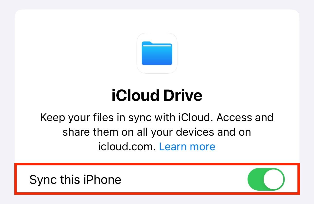 Turning on the Sync this iPhone feature under iCloud settings.