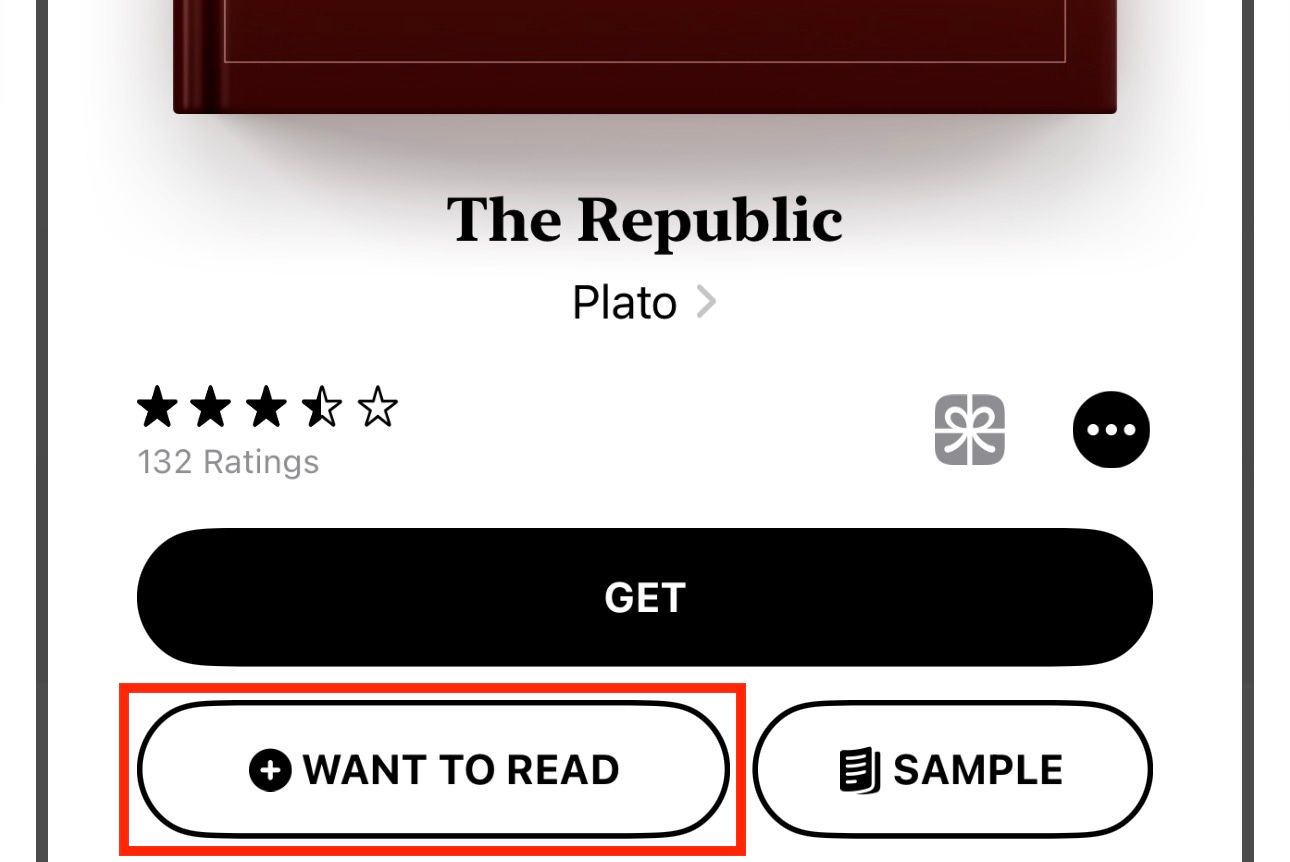 Want to Read button in Books app to add a book to wishlist.