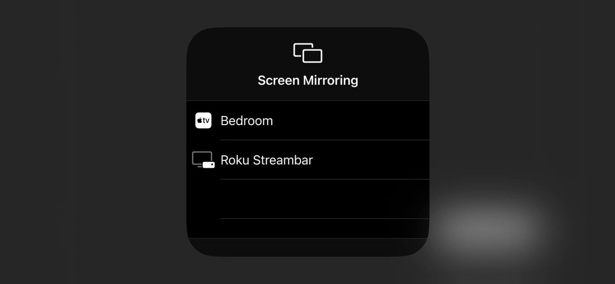 Screen Mirroring AirPlay menu