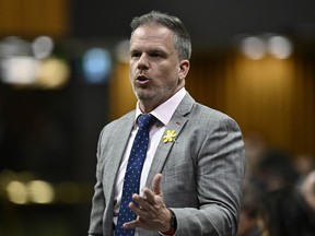 Minister of Health Mark Holland rises during question period in the House of Commons on Parliament Hill in Ottawa on Wednesday, April 10, 2024.