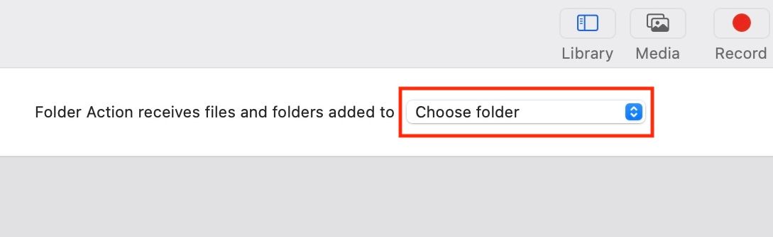 Choosing a folder to perform action on in Automator app.