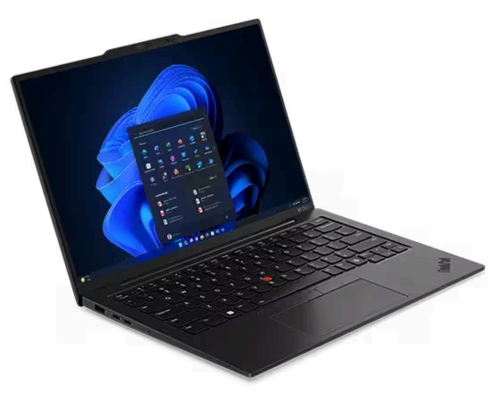 The Lenovo ThinkPad X1 Carbon Gen 12 laptop open to the desktop.