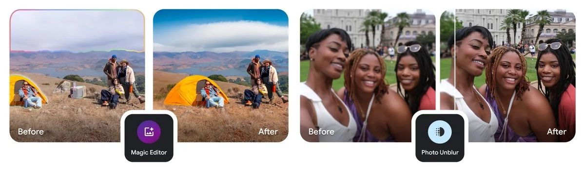 Comparison of Google Photos editing features.