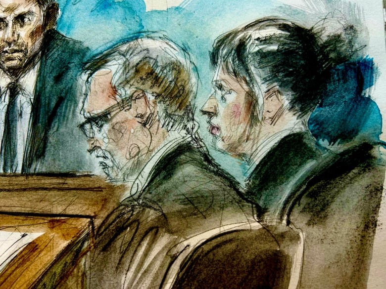 Sketch of two lawyers in court