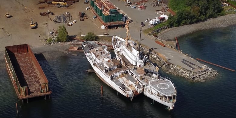 A ship at a shipbreaking site