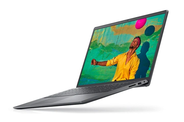 Dell Inspiron 15 3000 Laptop on a white background displaying a colourful scene.