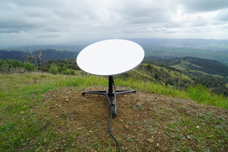 Starlink antenna dish on Mt. Diablo