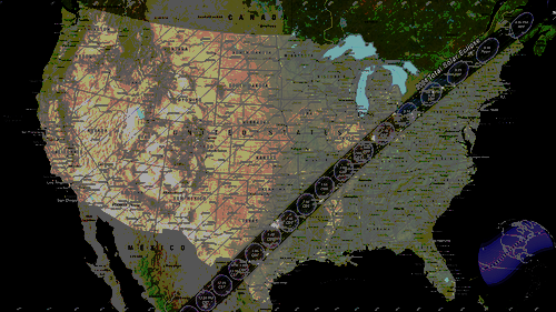 Line of totality for April 8, 2024 solar eclipse