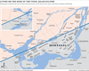 Map showing areas that will have total vs. partial eclipse in Montreal area