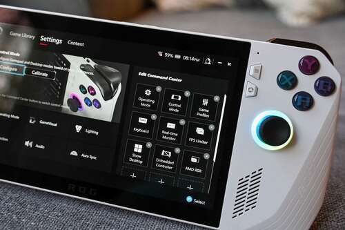Edit Command Center open on the ASUS ROG Ally