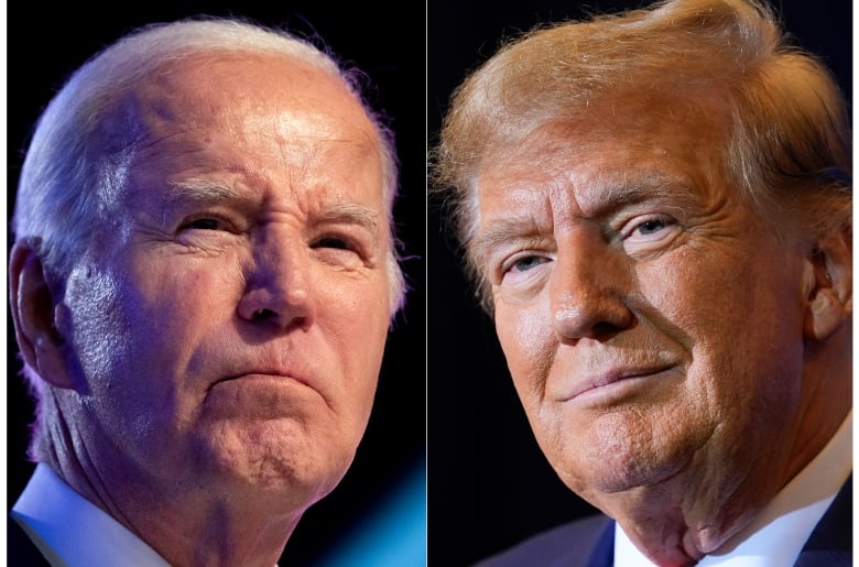 A composite photo illustration of U.S. President Joe Biden and former president Donald Trump.