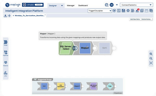 SnapLogic’s dashboard offers an intuitive visual interface.