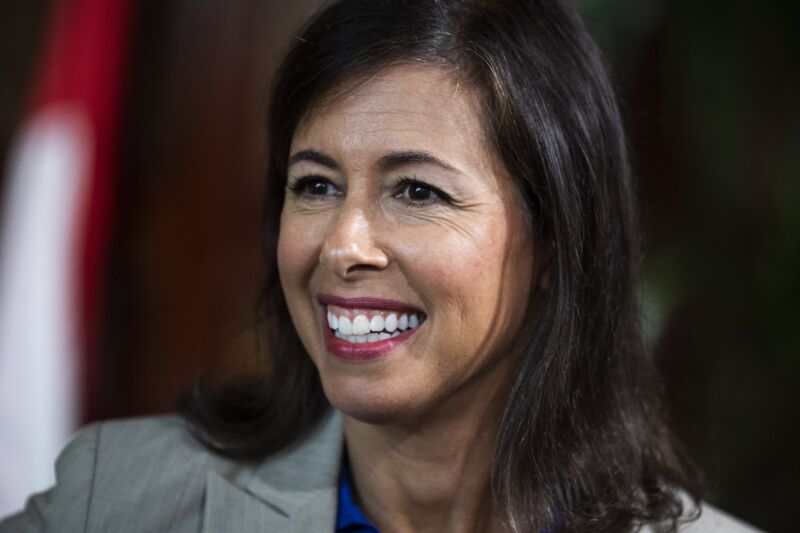 FCC Chairwoman Jessica Rosenworcel smiling.