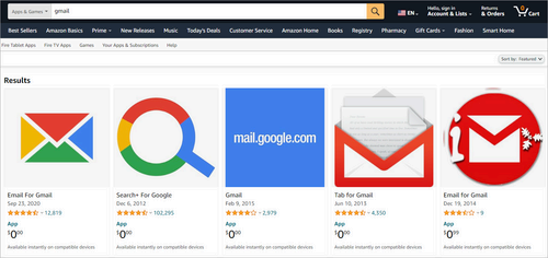 Gmail in Amazon App Store.