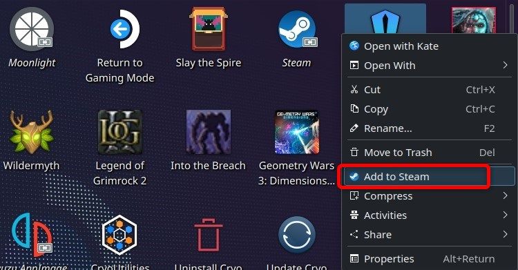 Adding the Heroic shortcut in SteamOS Desktop Mode. 