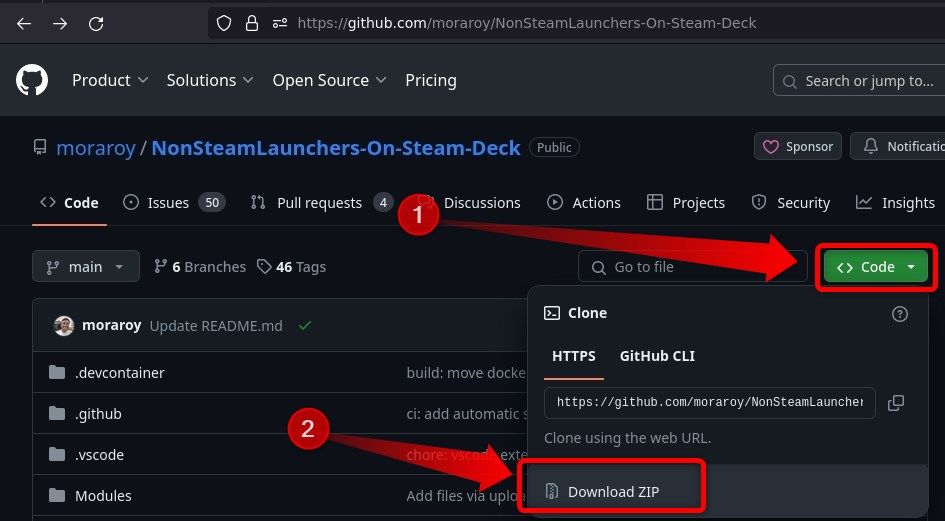 Downloading NonSteamLaunchers from its GitHub page. 