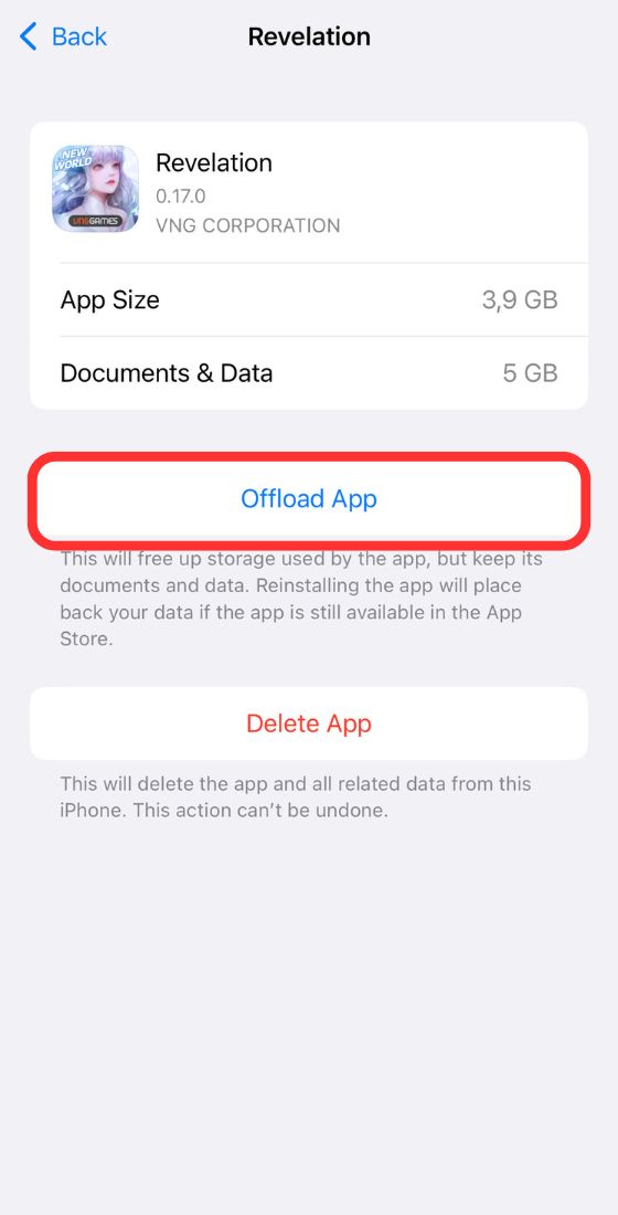 iPhone offload app